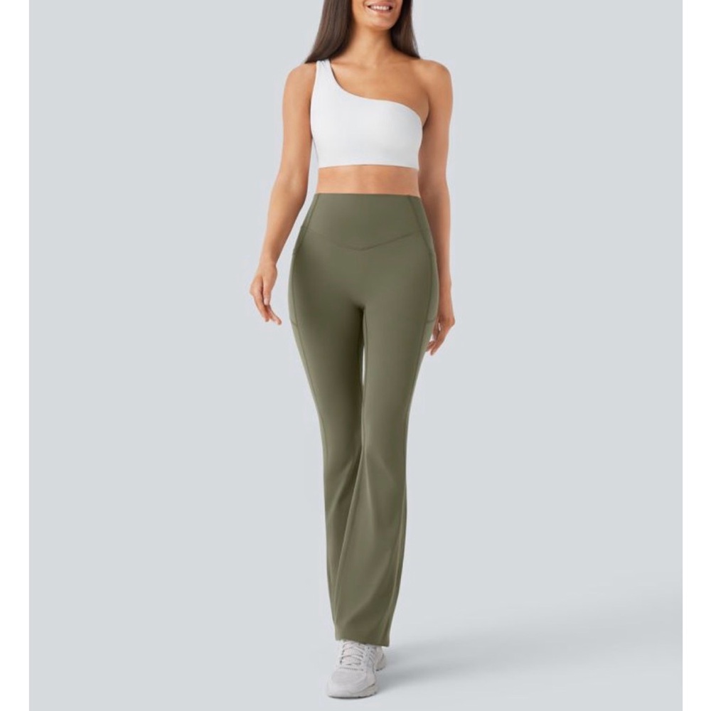 NWT HALARA ultrasculpt Women's High-Waisted Flare Leggings - green new sz S